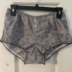 PINK Victoria's Secret Black and White Gingham Floral Boxer Shorts